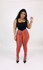 Curve hugger pants- Plaid - SAMIVY LUXE